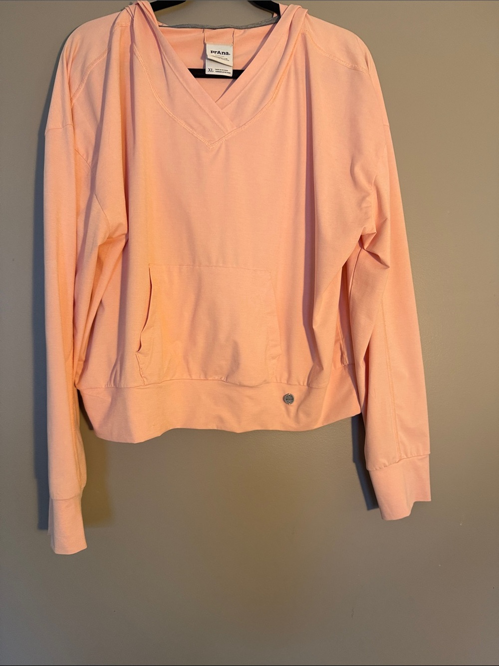 Prana Eileen Peach Pink V-Neck Hoodie